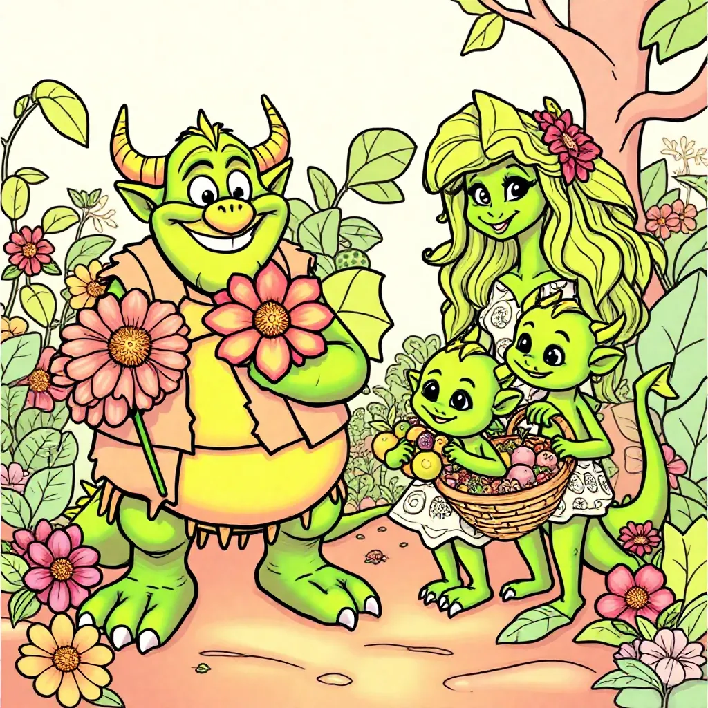 Die Olchi Familie kleurplaat voor kinderen