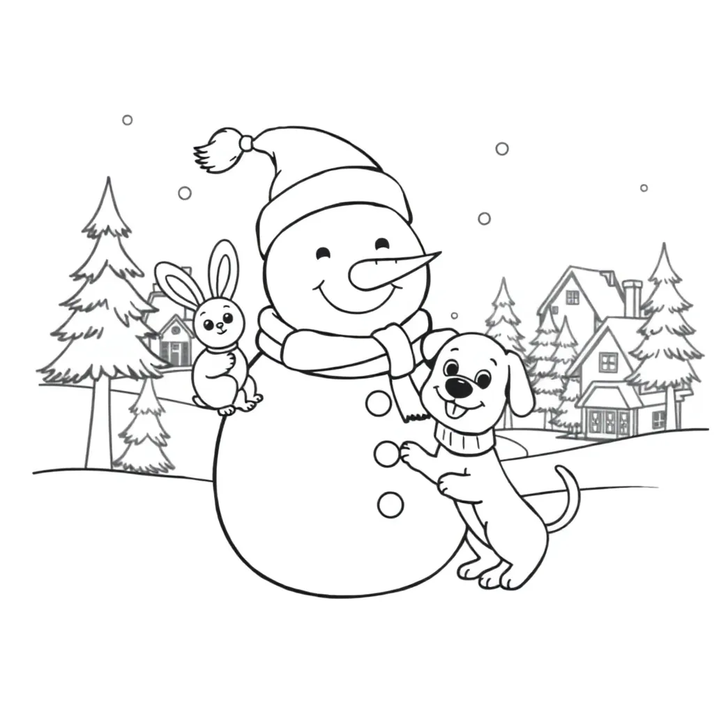 Dikke Sneeuwpop coloring page for children