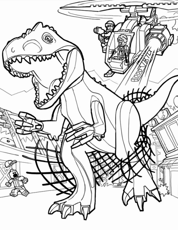 Dinosaur Lego T Rex coloring page for children