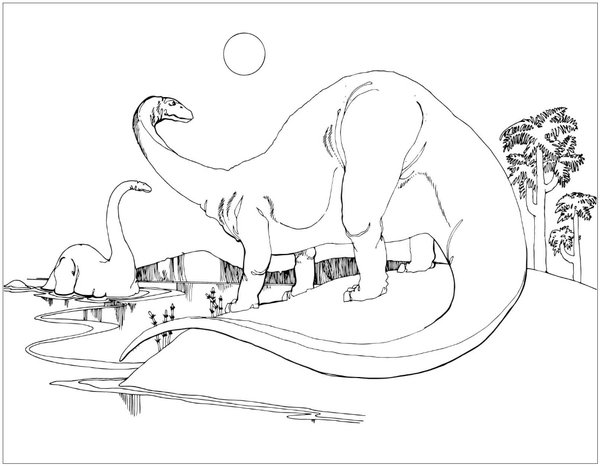 Dinosaurio Brontosaurio coloring page for children