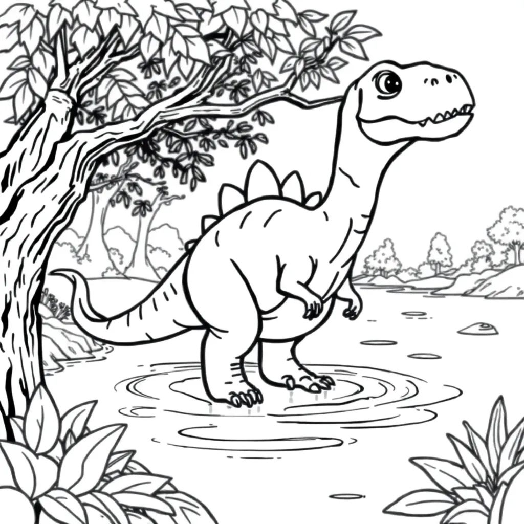 Dinosaurus Prehistorie Natuur Cartoon Avontuur coloring page for children