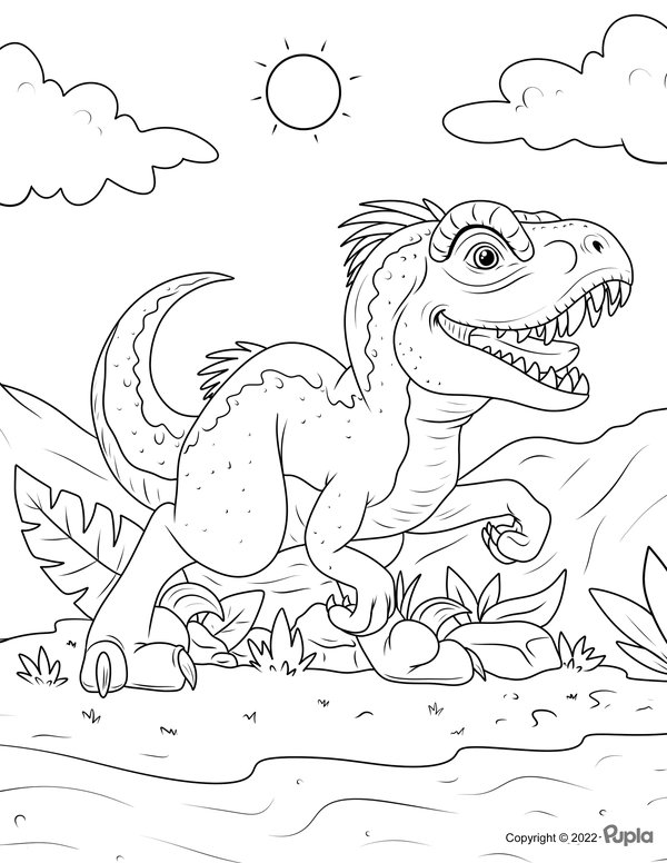 Feuille de coloriage Dinosaure Velociraptor