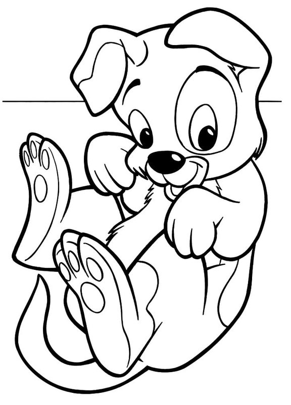 Dogs Puppy Lying coloring page for children