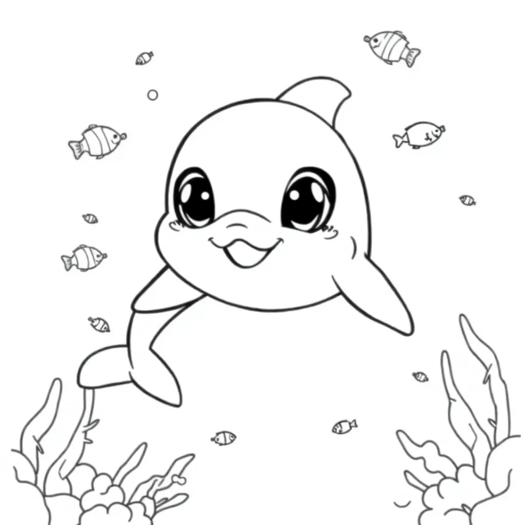 Dolfijn Zee Natuur Zeezoogdier Tekening coloring page for children