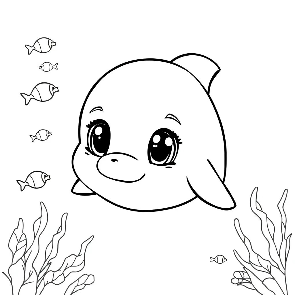 Dolfijn Zee Natuur Zeezoogdier Tekening coloring page for children