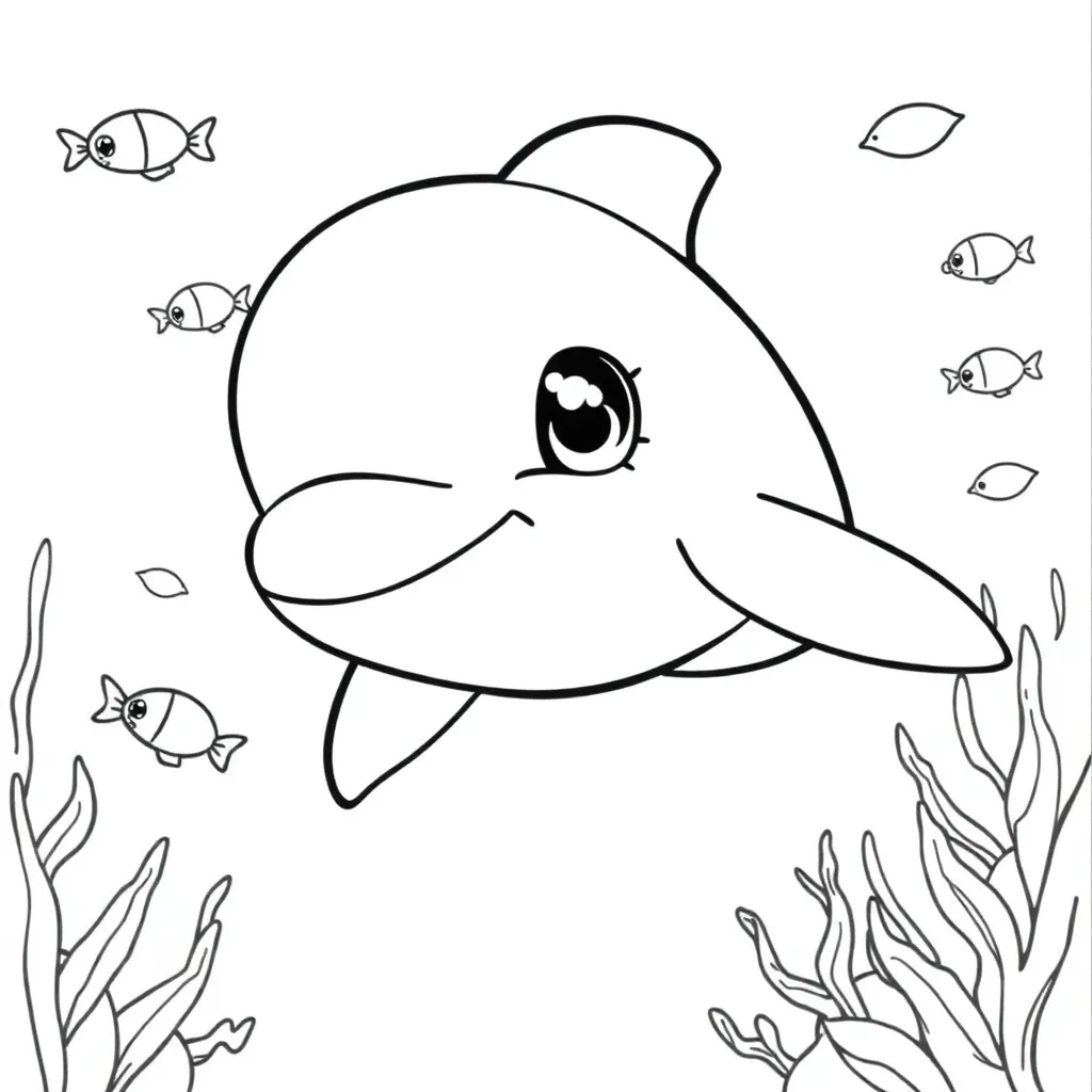 Dolfijn Zee Zeedier Natuur Zwemmen coloring page for children