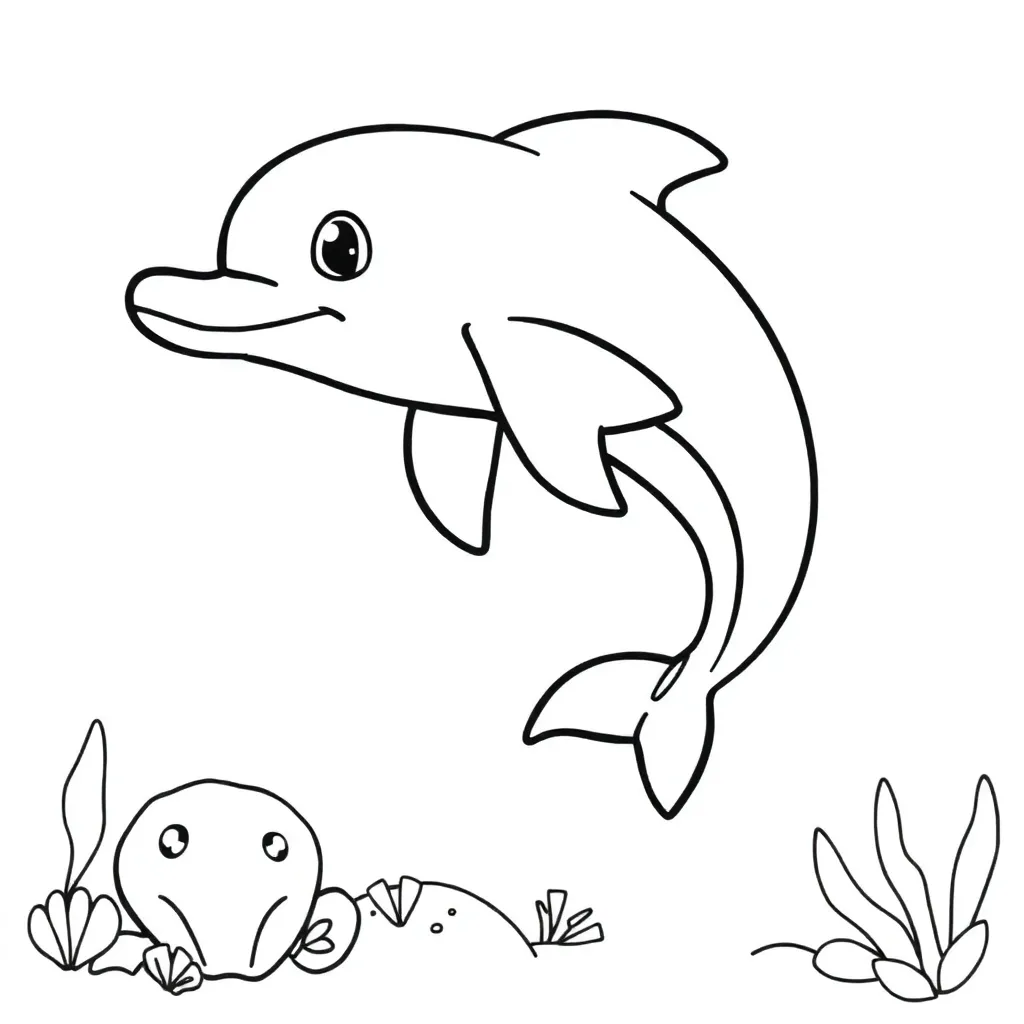 Dolfijn Zee Zeedier Natuur Zwemmen coloring page for children