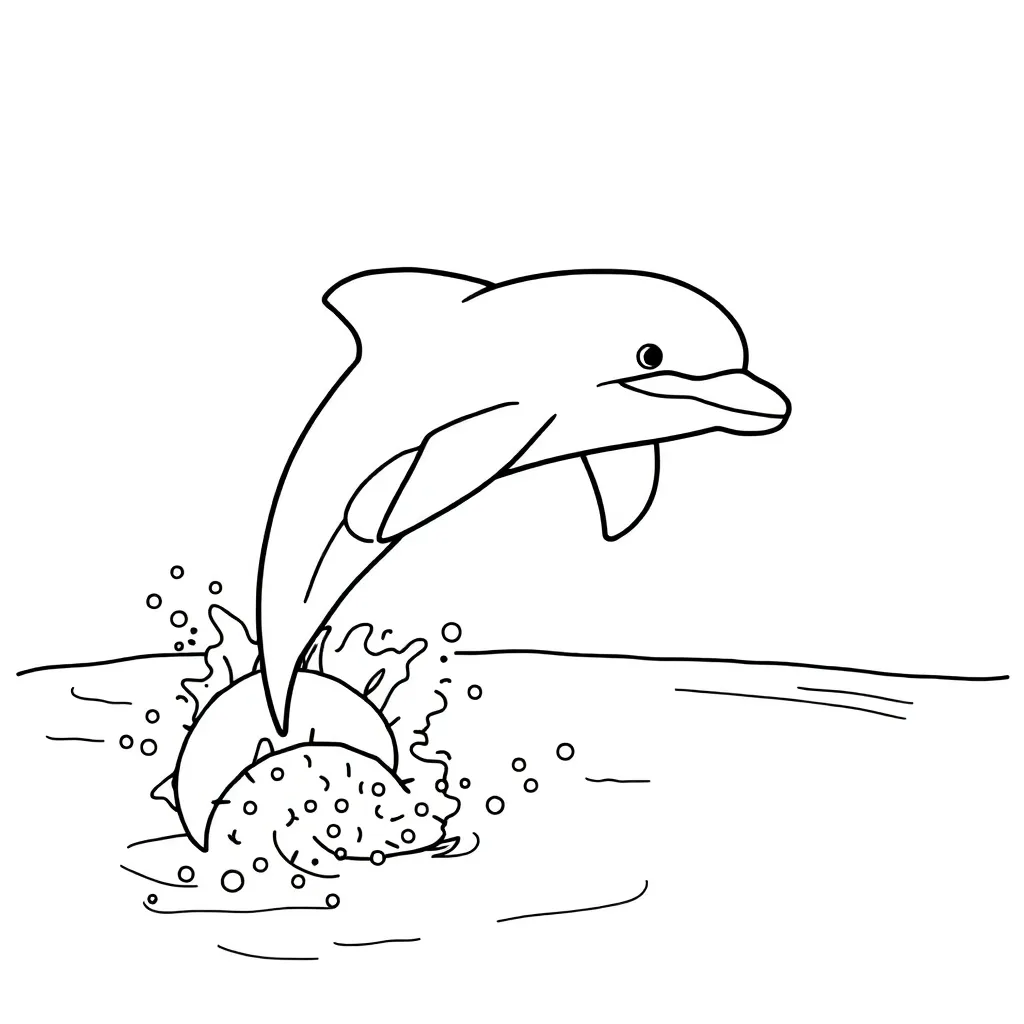 Dolfijn Zee Zoogdier Natuur Zwemmen coloring page for children