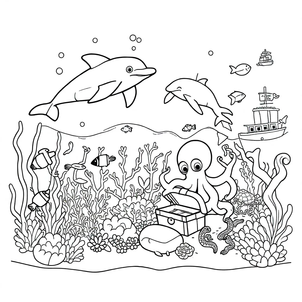 Dolfijnen coloring page for children