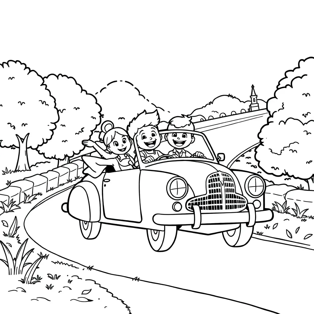 Dora Avontuur Auto Vrienden Cartoon coloring page for children