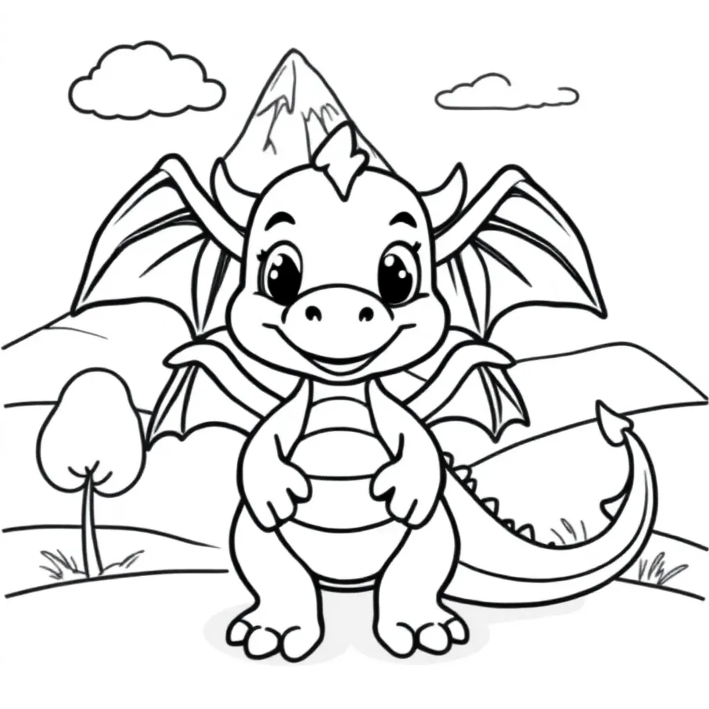 Feuille de coloriage Dragon gratuit Feuille de coloriage pour enfants