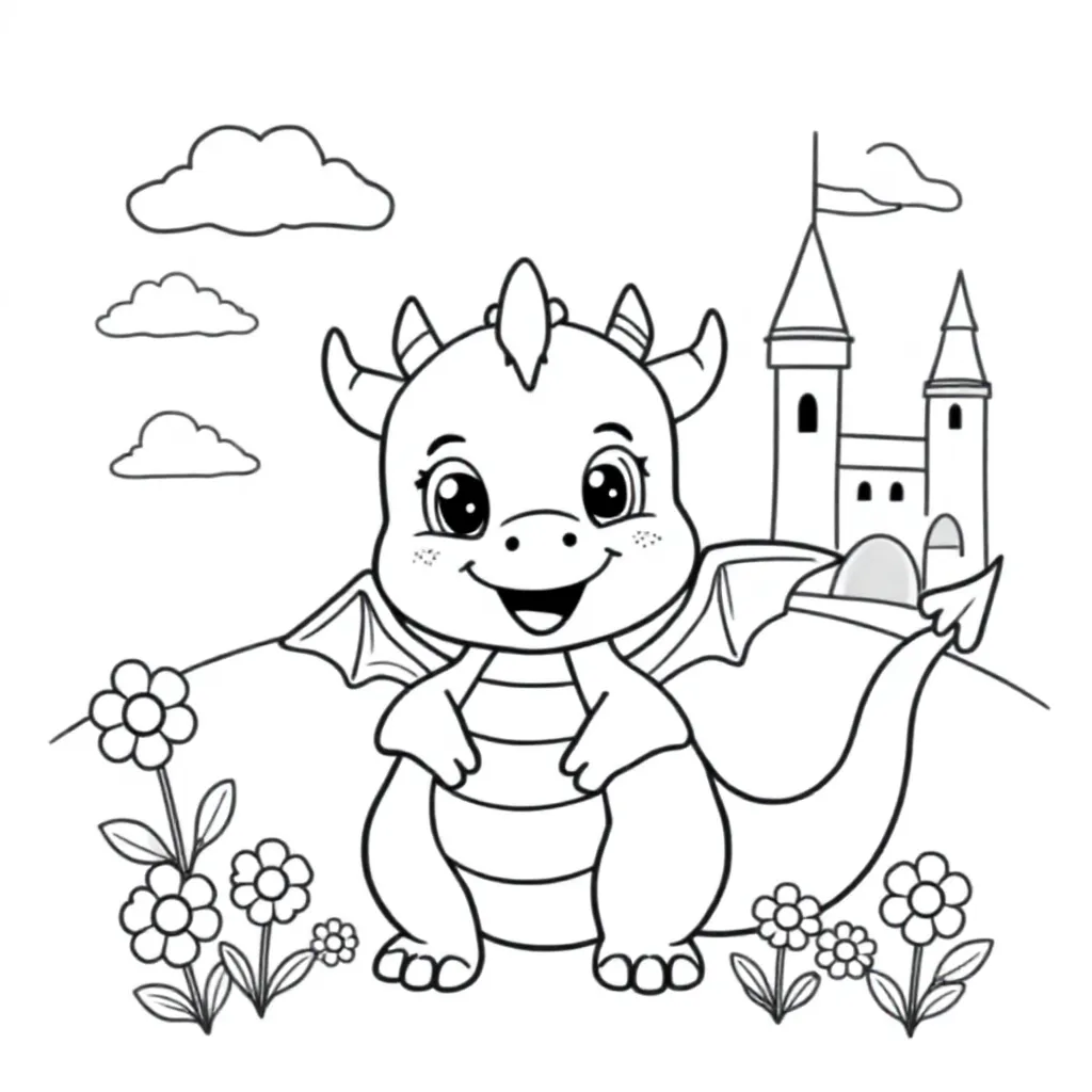 Draakje kleurplaat voor kinderen