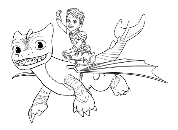 Drachen Rettungsreiter coloring page for children