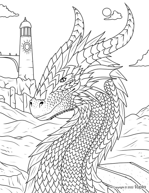 Dragon Close Up coloring page for children