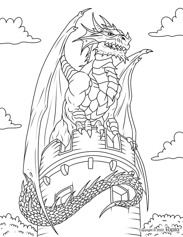 Dragon En El Castillo coloring page for children