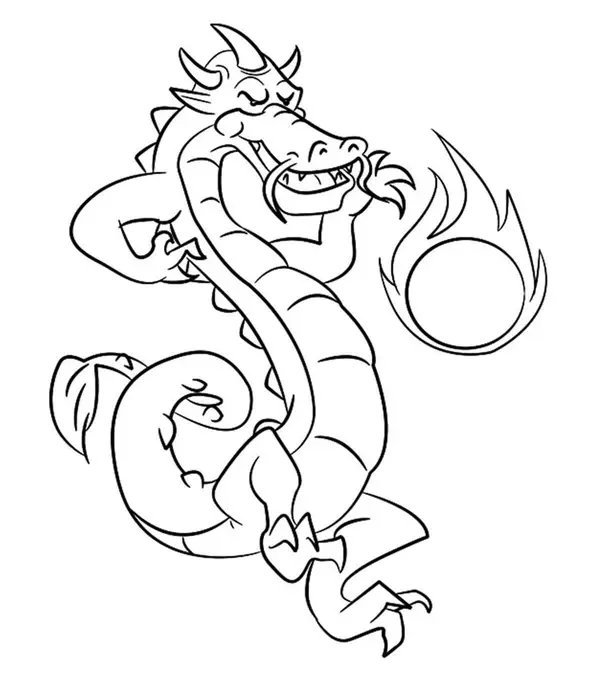 Dragon Jugando Con Fuego coloring page for children