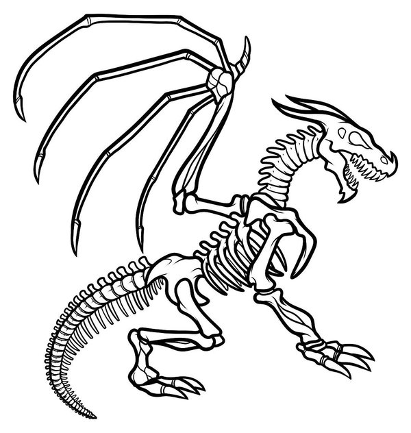 Dragon Skeleton coloring page for children