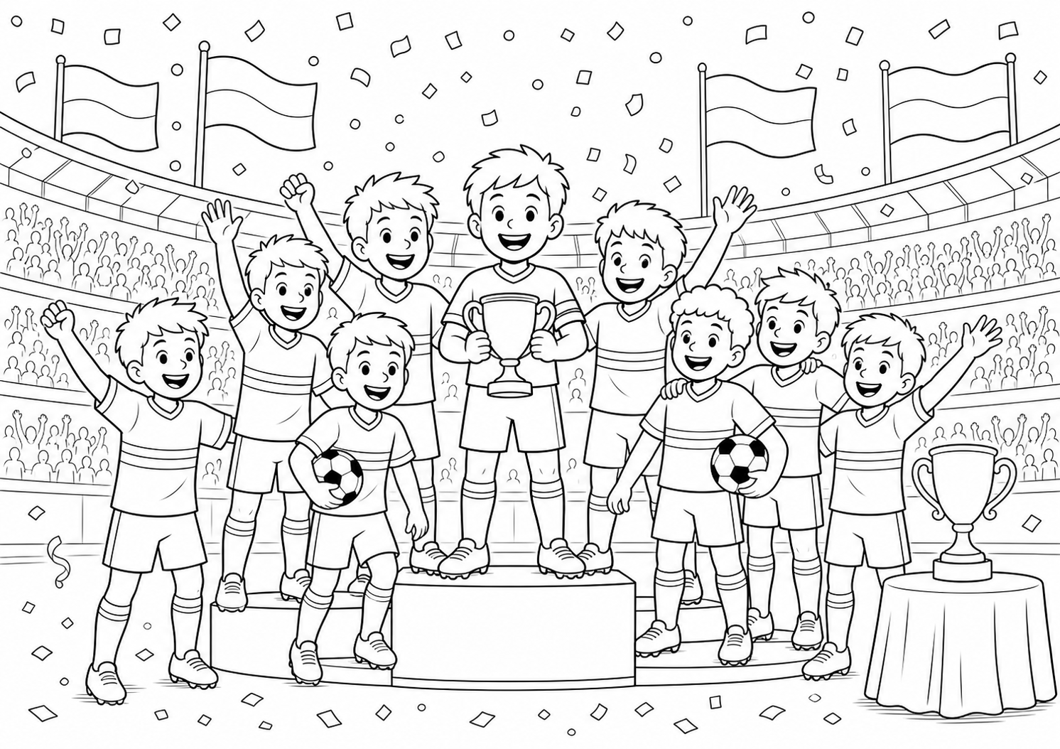 Duitsland bekerpodium na de finale kleurplaat