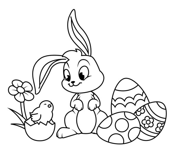 Easter Bunny Duckling coloring page for children