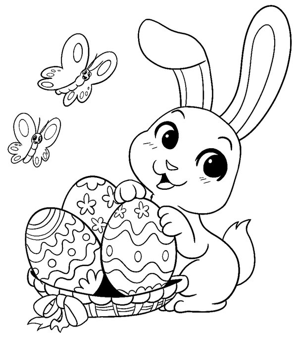 Easter Bunny Eggs coloring page for children