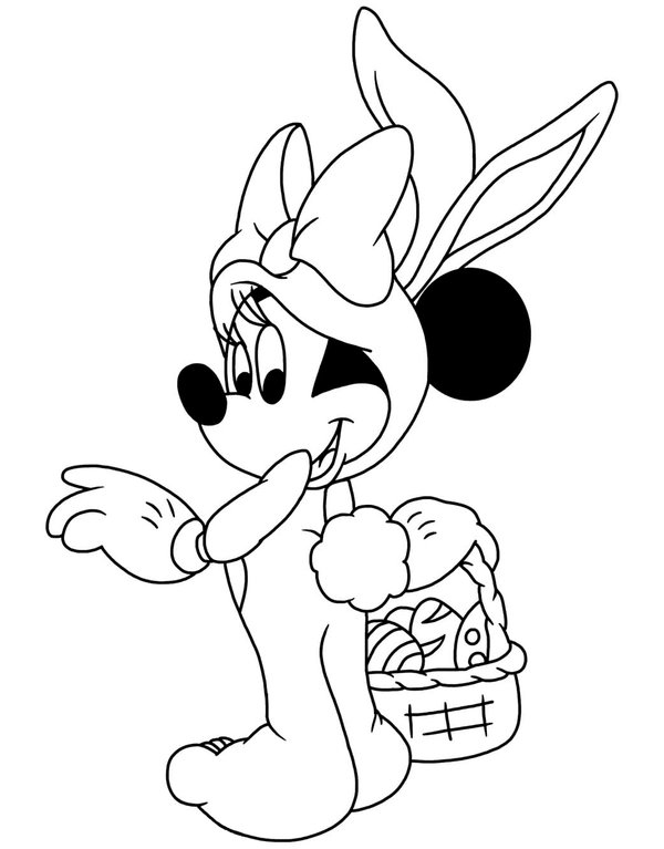 Easter Bunny Minnie Mouse coloring page for children