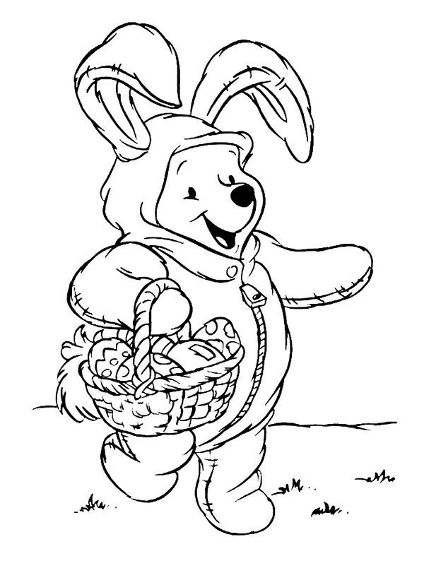 Easter Winnie Pooh coloring page for children