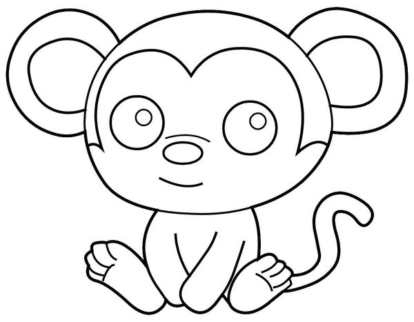 Easy Monkey coloring page for children