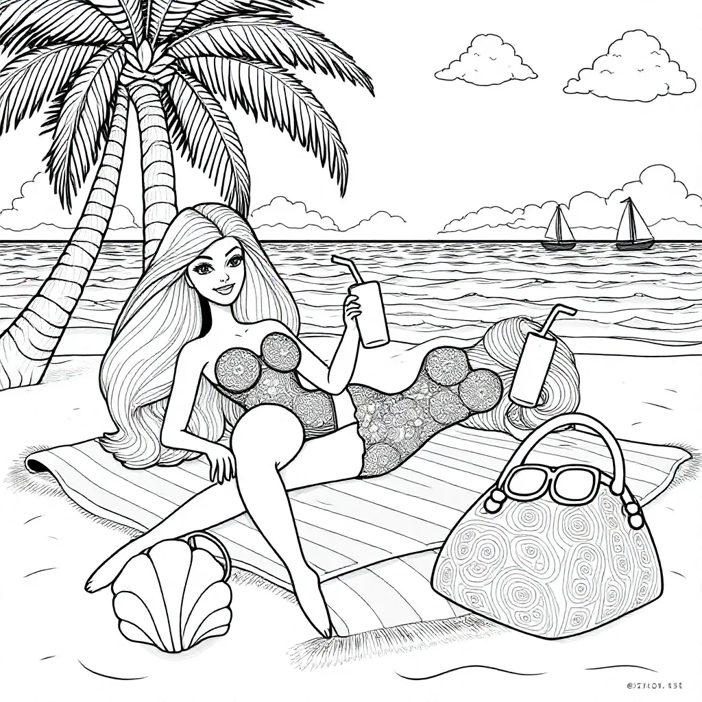 Eine Barbie am Strand mit einem Fristi.