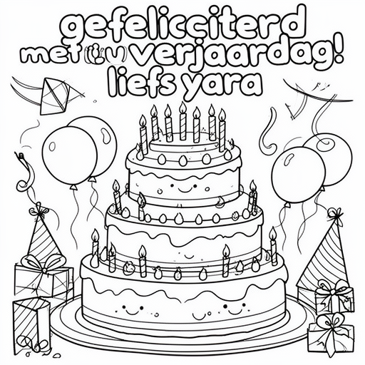 een feestelijke taard kleurplaat voor kinderen