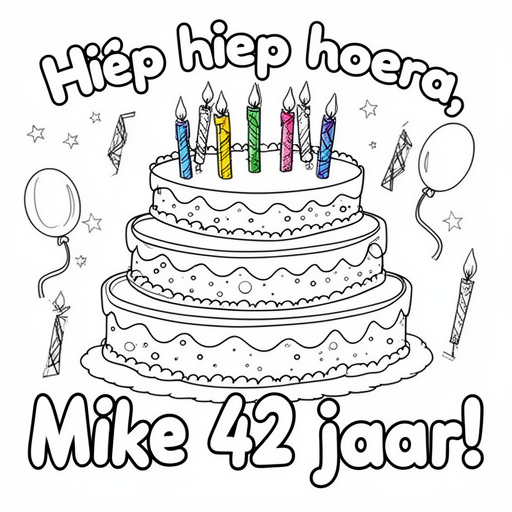 een feestelijke taart kleurplaat voor kinderen