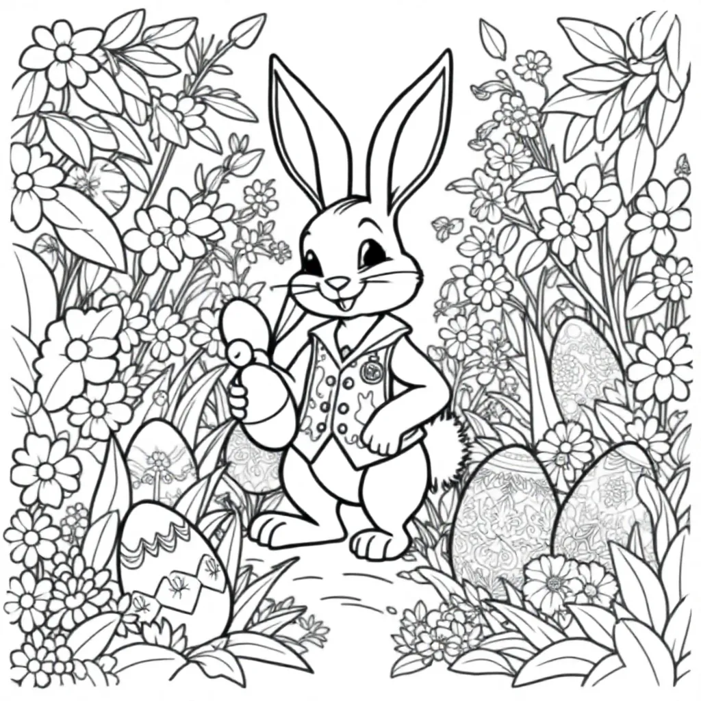 Een Haas Die Eitjes Verstopt coloring page for children