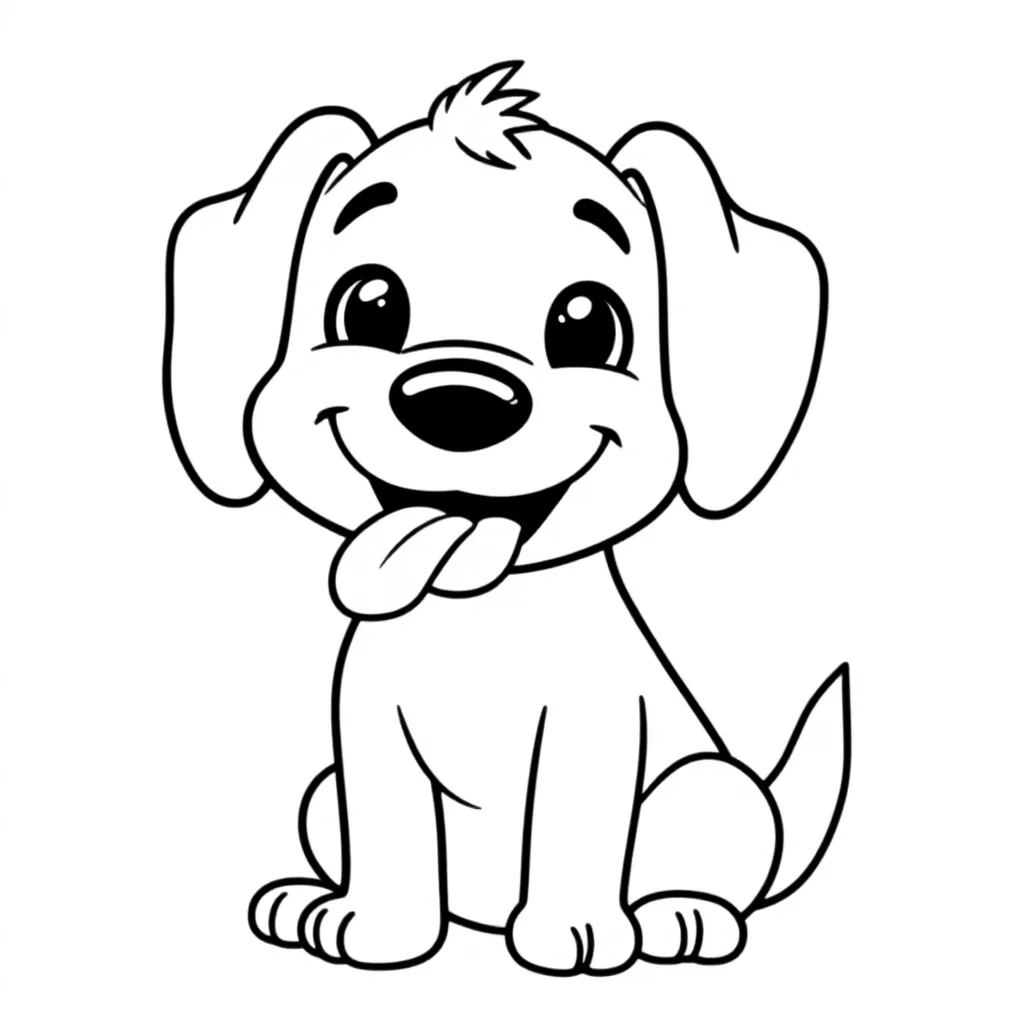 Feuille de coloriage gratuite : Un chien qui sort la langue - Feuille de coloriage pour enfants