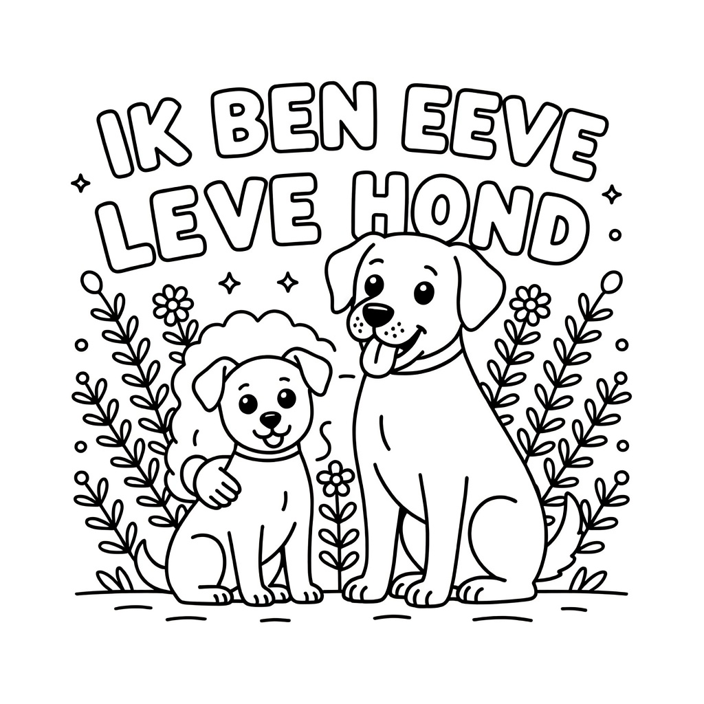 Een hond met een mens coloring page for children