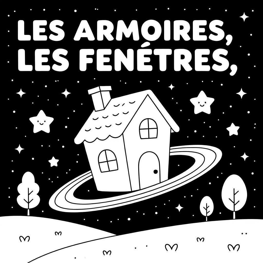 een huis in de ruimte coloring page for children