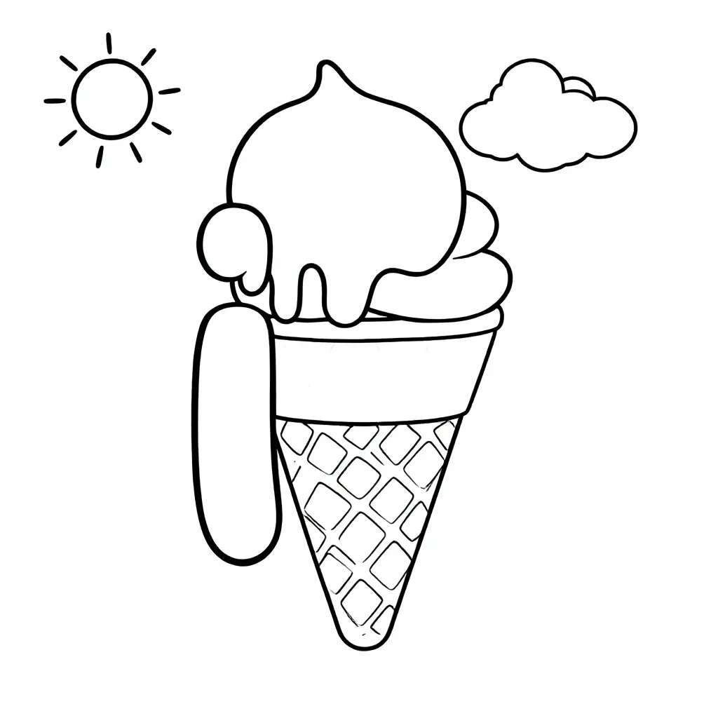 Feuille de coloriage gratuite d'une glace en forme de glaçon  Feuille de coloriage pour enfants