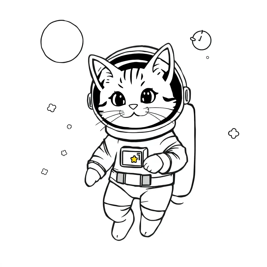 een kat-astronaut in de ruimte