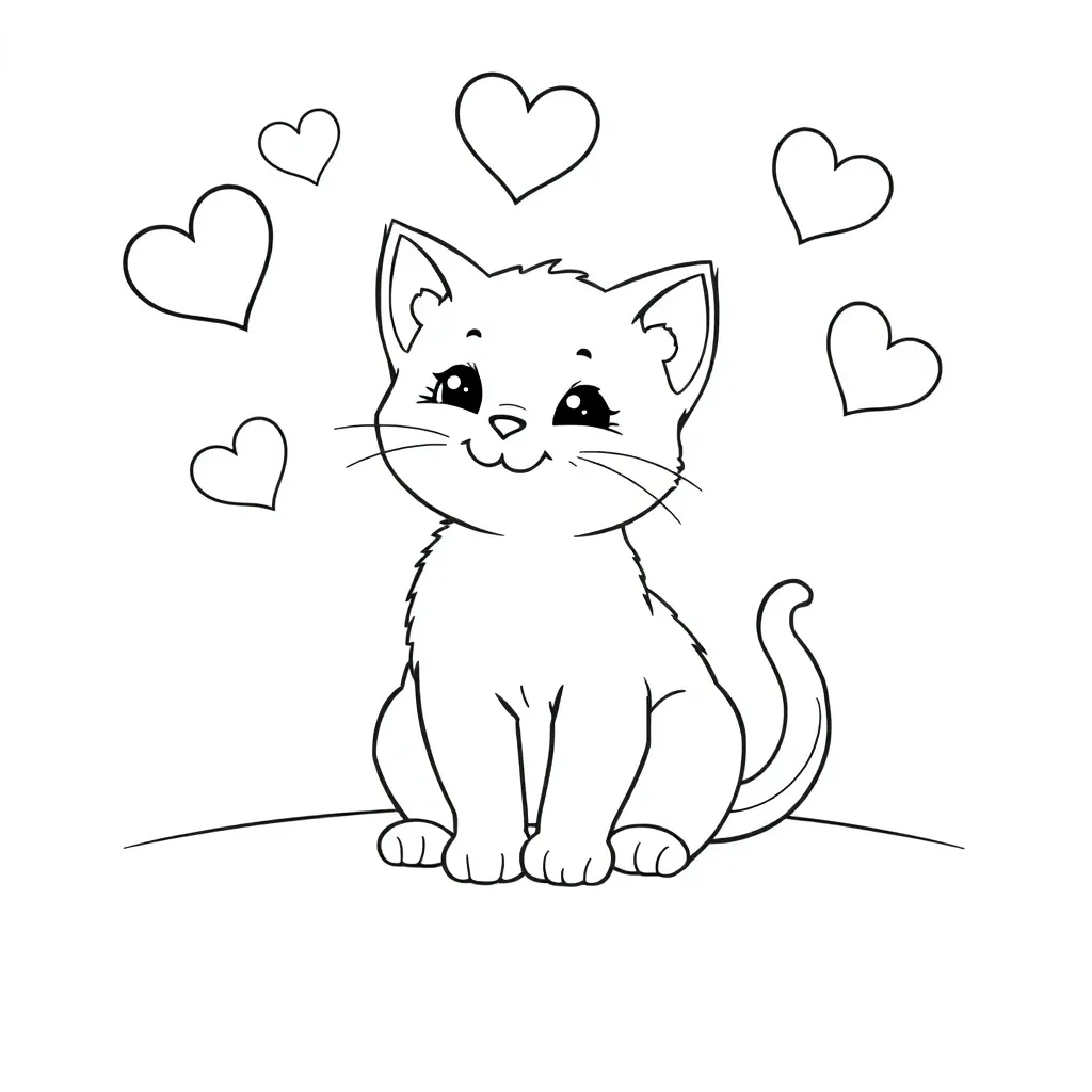 Een kitten met hartjes en de naam Marlies erop