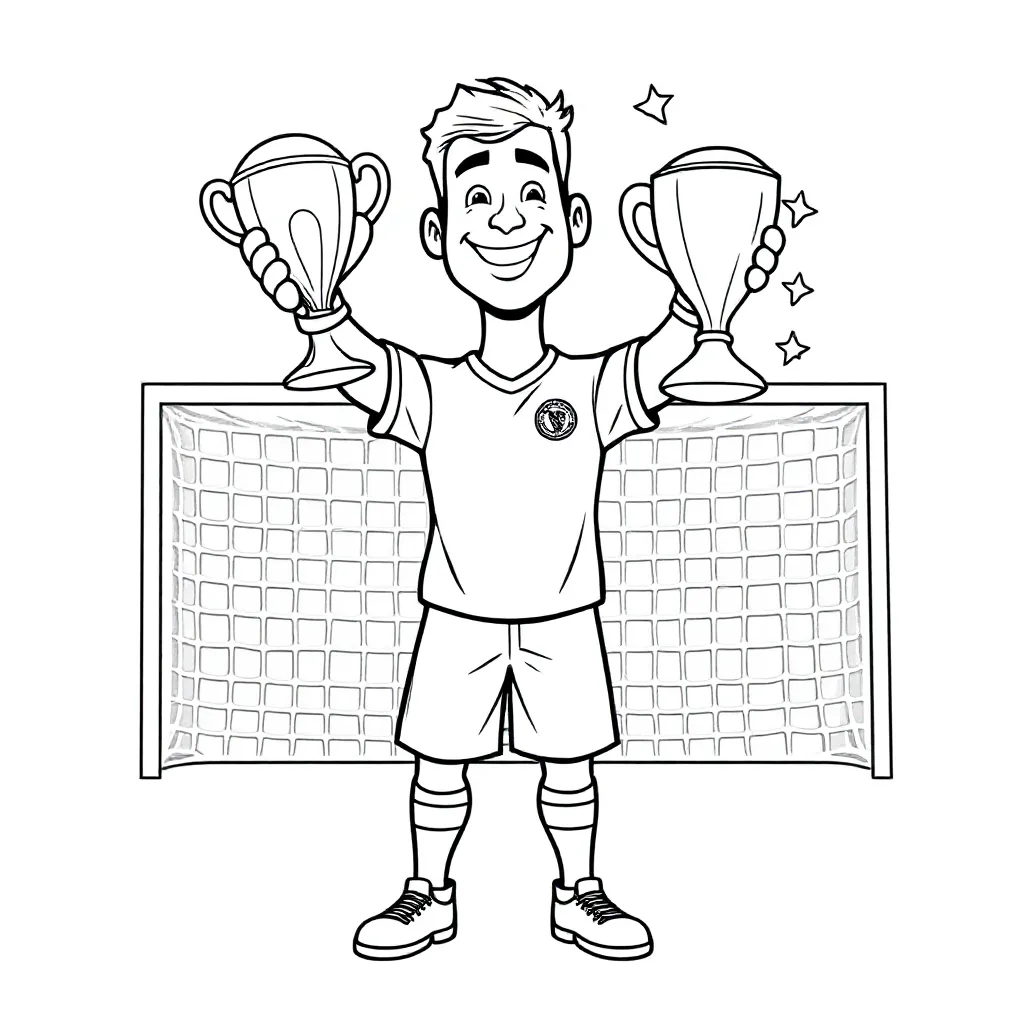 Kleurplaat WK voetbal keeper met beker