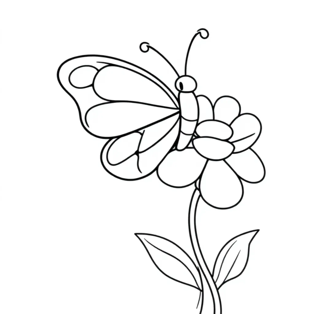 een kleurrijke vlinder op een bloem coloring page for children