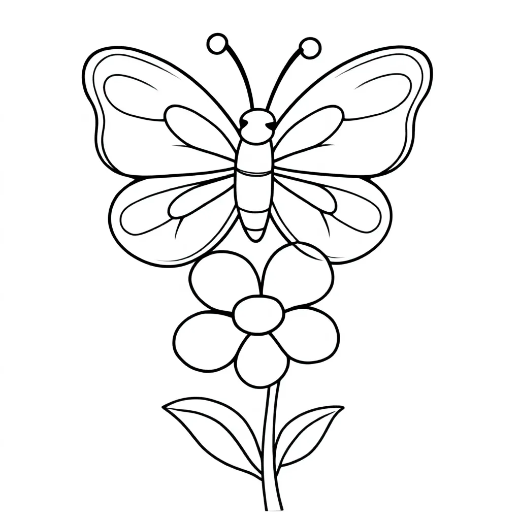 een kleurrijke vlinder op een bloem kleurplaat voor kinderen