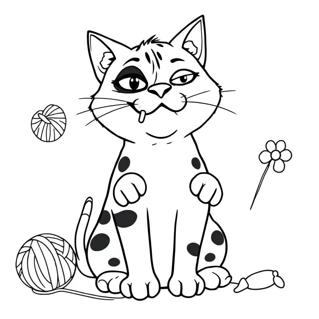 Feuille de coloriage gratuite Un chat moche Feuille de coloriage pour enfants