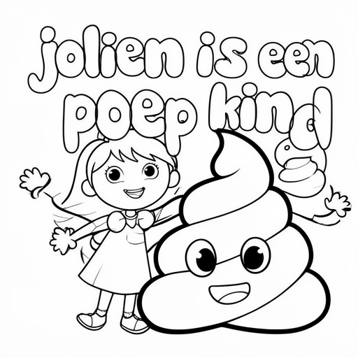 een meisje van acht en een grote drol kleurplaat voor kinderen