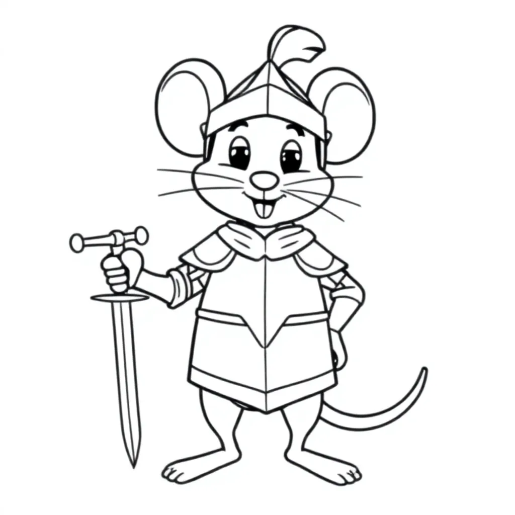 een muis als ridder coloring page for children