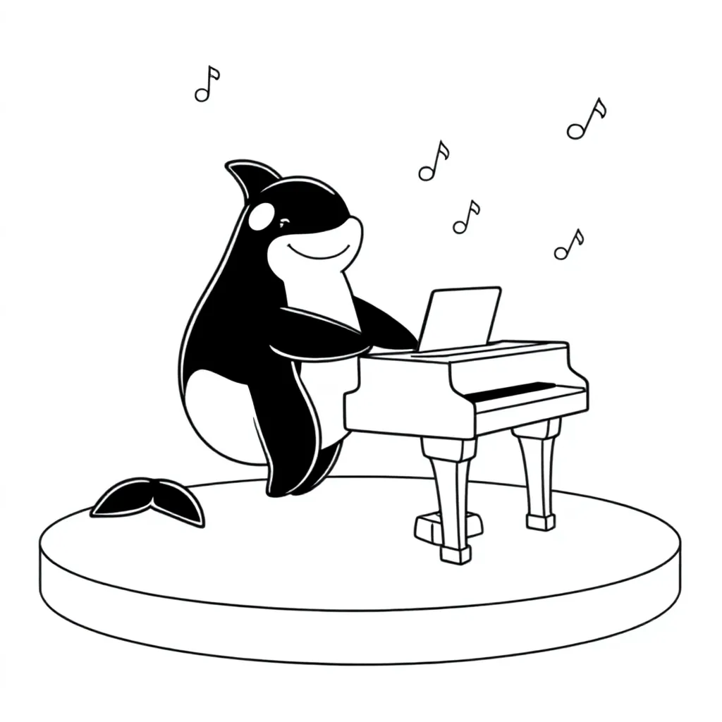 een piano spelende orka
