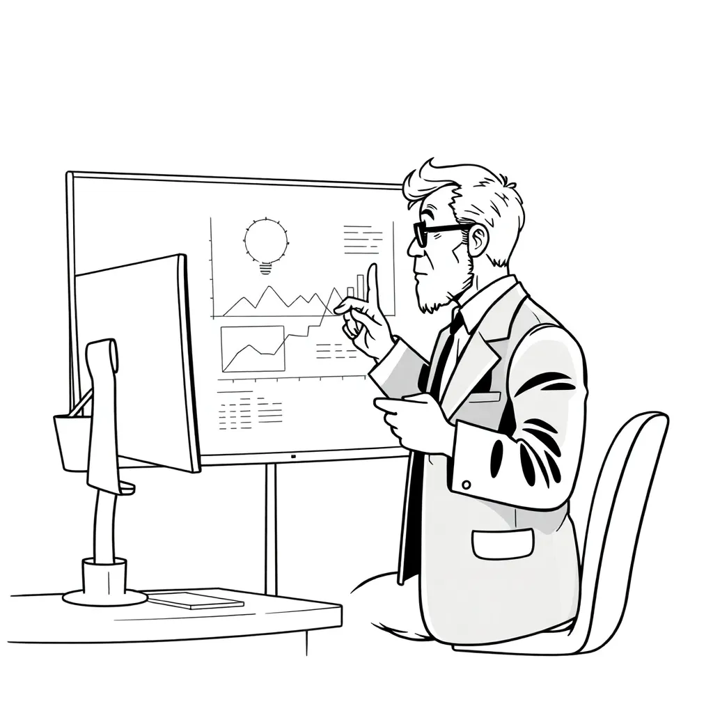 Un profesor que realiza un análisis de colorear para niños