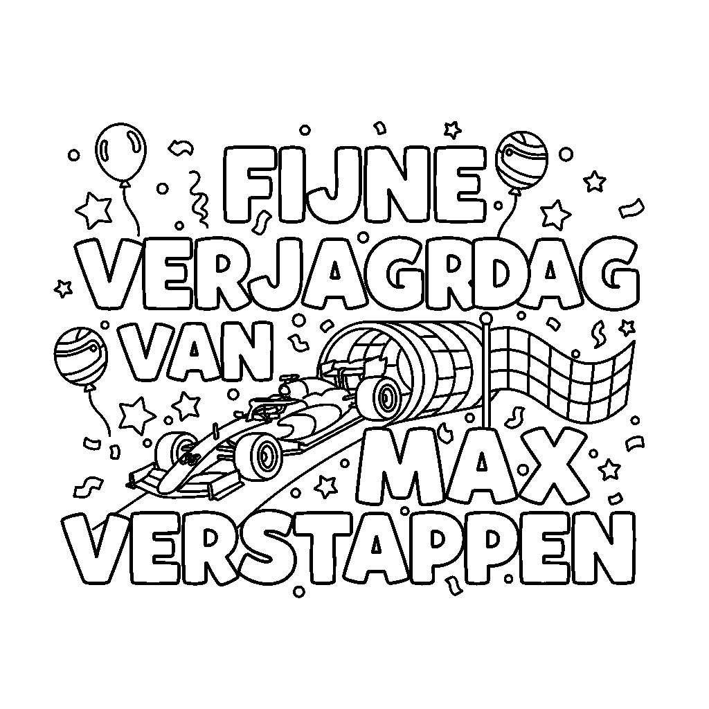 een racecircuit met een raceauto met een logo van redbull coloring page for children