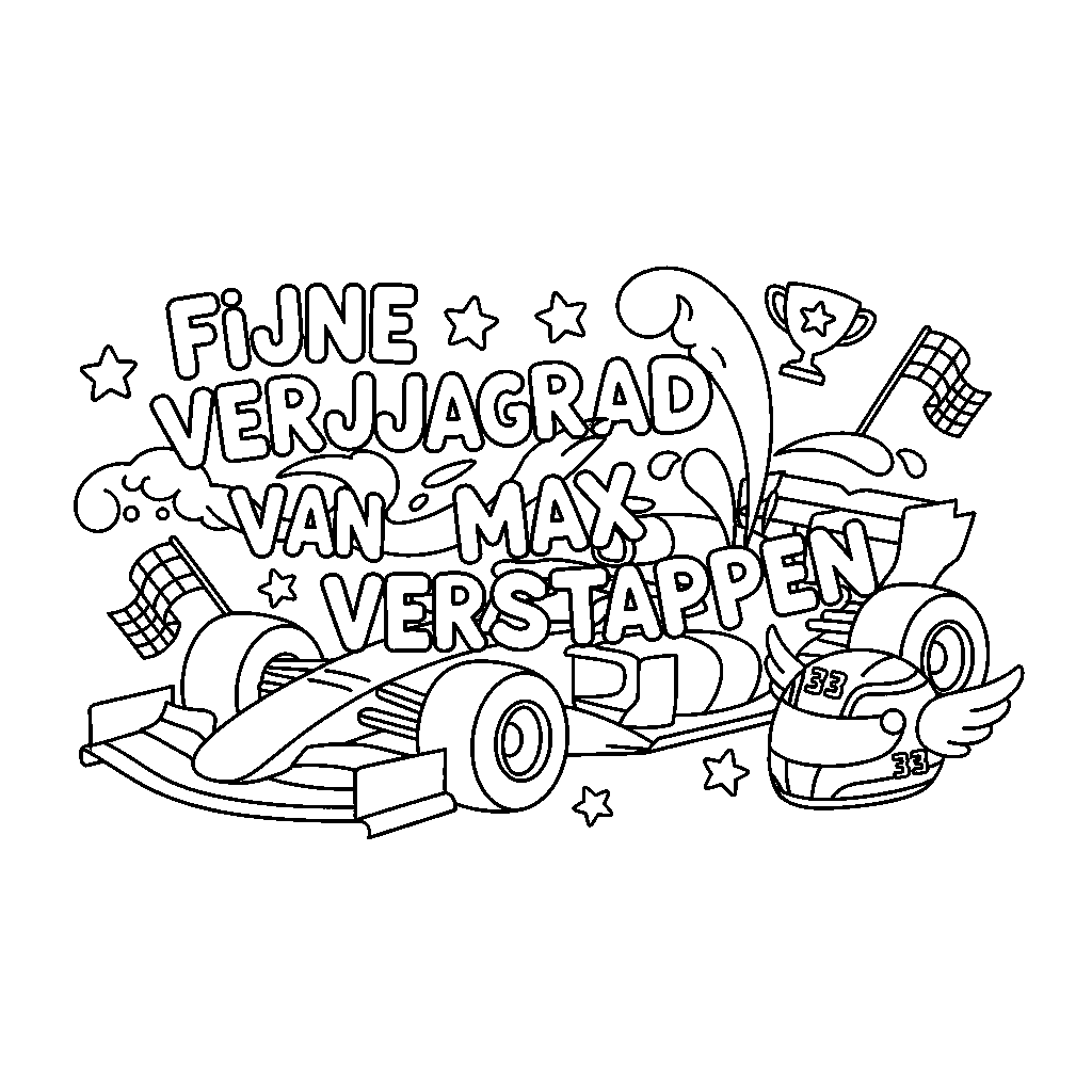 een racecircuit met een raceauto met een logo van redbull coloring page for children