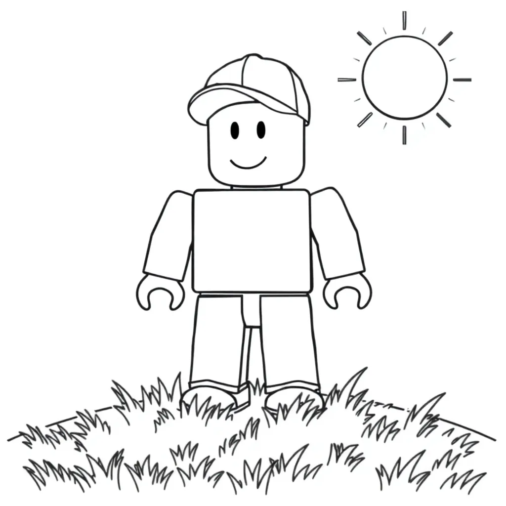 Een Roblox Noob In Een Grasveld coloring page for children