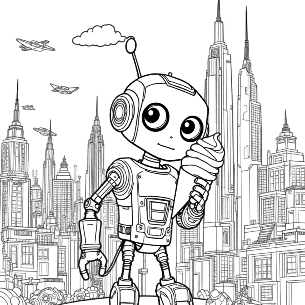 ein Roboter, der ein Eis isst