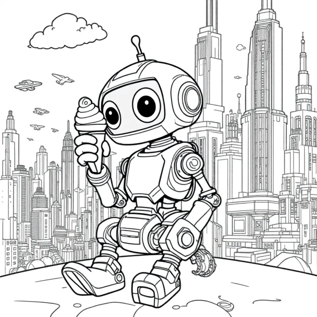 ein Roboter, der ein Eis isst